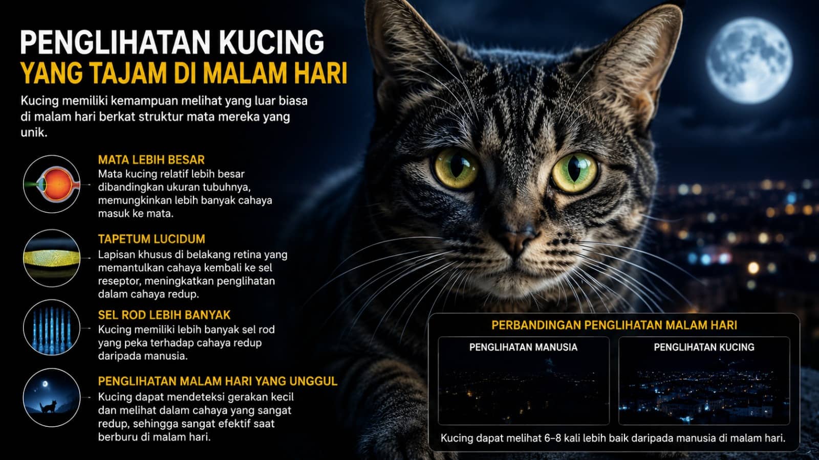 PENGLIHATAN KUCING YANG TAJAM DI MALAM HARI