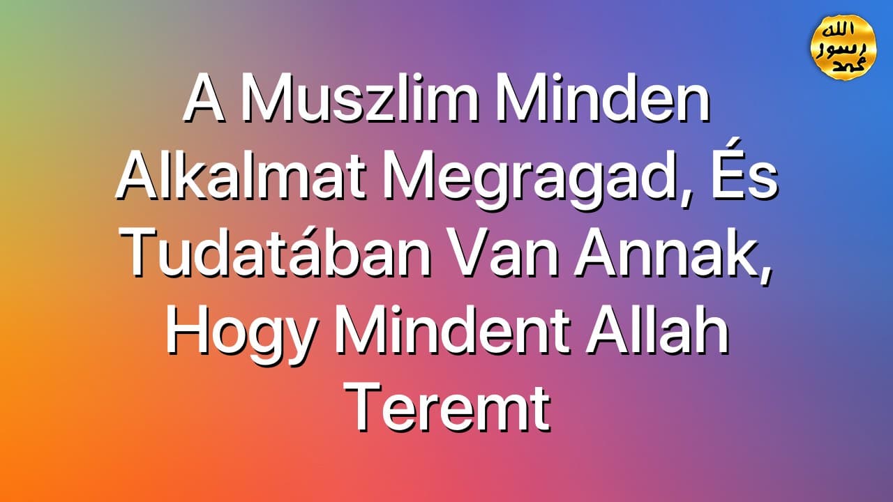 A muszlim minden alkalmat megragad, és tudatában van annak, hogy mindent Allah teremt
