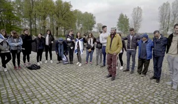 Turkish Muslims and Israeli Jews at Auschwitz Birkenau singing “I Believe” (Ani Ma'amin) together (From Poland trip with Jeff Seidel Student Center, May 7, 2017)