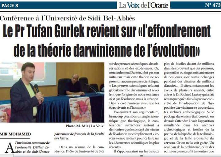 Sidi Bel-Abbes Üniversitesi Evrim Teorisinin Çöküşü Konferansı 