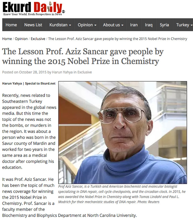 Prof. Aziz Sancar’ın 2015 Nobel Ödülünü Kazanarak Verdiği Ders