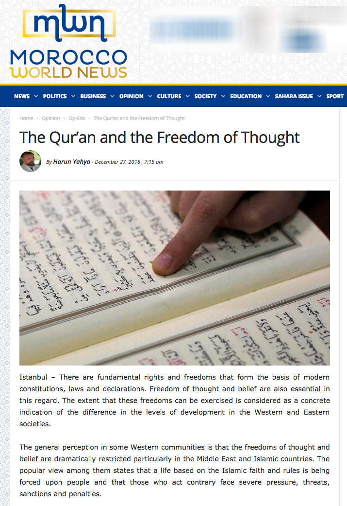 Fikir ve İnanç Özgürlüğüne En Üst Düzeyde Sahip Çıkan Kuran'dır