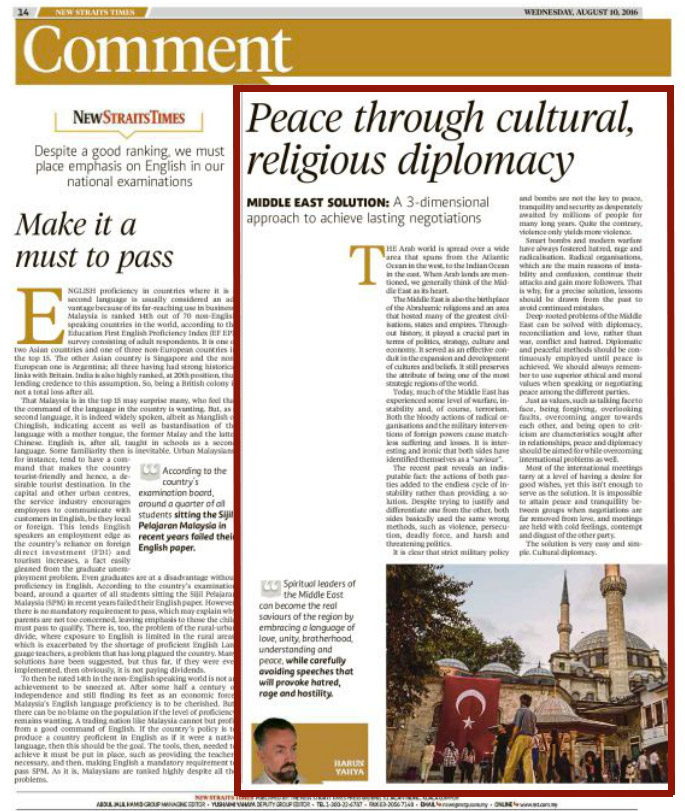 Ortadoğu’nun İhtiyacı: Gerçek Dini Değerler Odaklı Bir Diplomasi