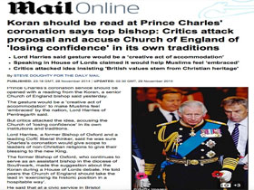 İngiltere Kilisesi Piskoposu: Prens Charles’ın taç giyme töreninde Kuran okunsun. 
