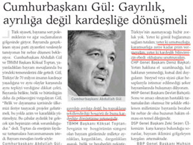 Cumhurbaşkanı Gül: Gayrılık, ayrılığa değil kardeş