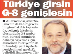 G8 Grubu, Türkiye ile büyümek istiyor