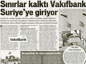 Sınırlar kalktı, Vakıfbank Suriye'ye giriyor