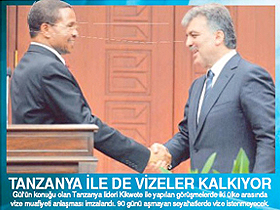 Tanzanya ile de vizeler kaldırılıyor