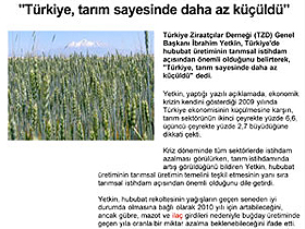 Türkiye tarım sayesinde daha az küçüldü