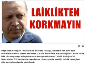 Prime Minister Erdogan: ''A secular state is equidistant from all religious groups.''