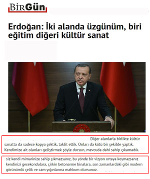 Cumhurbaşkanı Erdoğan: “İki Alanda Üzgünüm, Biri Eğitim Diğeri Kültür Sanat”