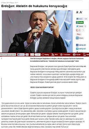 Mr. Erdoğan: We will stand for the rights of  Jews,  Christians and  atheists