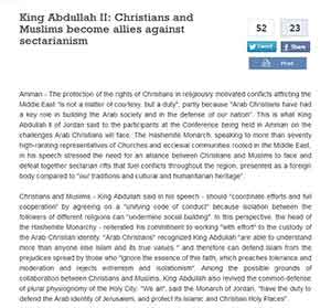 Ürdün Kralı: Hıristiyanların Haklarını Korumak Bizim Görevimiz