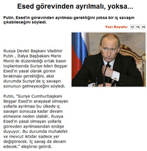 Putin, Esad'ın görevinden ayrılması gerektiğini söyledi