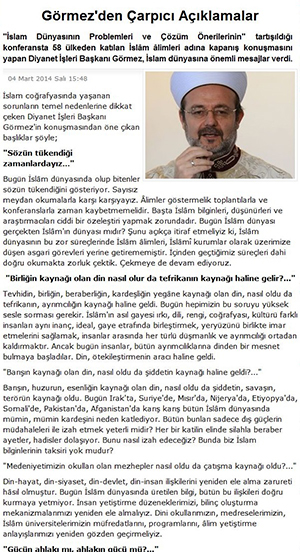 Sayın Mehmet Görmez: Kültür ve Sanat Olmadan Siyas