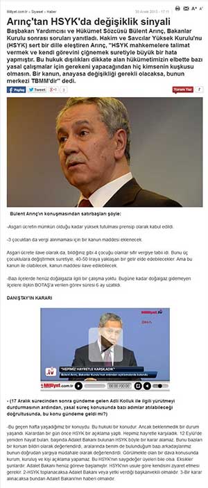 Bulent Arinc: There Is No Supervision Over the Jud