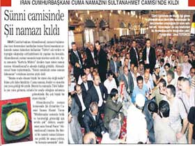 Sayın Ahmedinejad Türkiye'yi ziyaretinde, Sünni bi