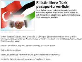 Filistinlilere Türk pasaportu verilsin