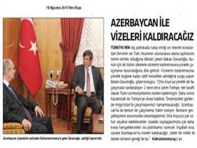 Azerbaycan'la vizeleri kaldıracağız