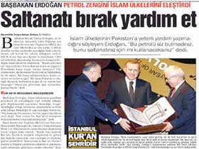 Sayın Erdoğan İslam ülkelerine maddi imkanlarını iyi kullanmaları için çağrıda bulundu