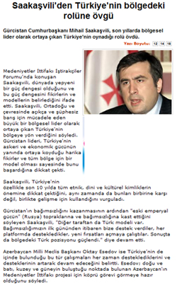 Saakaşvili'den Türkiye'nin bölgedeki rolüne övgü