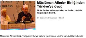Müslüman Alimler Birliğinden Türkiye'ye övgü