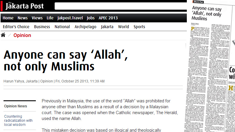 Harun Yahya's response to a Malaysian court rulling which says || Jakarta Post