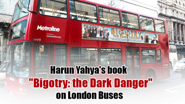 Harun Yahya's book "Bigotry: the Dark Danger" on London Buses 