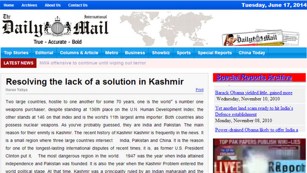 Resolving the lack of a solution in Kashmir || Dai