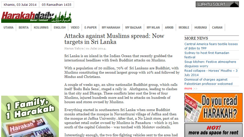 Attacks against Muslims spread: Now targets in Sri Lanka || Harakah Daily