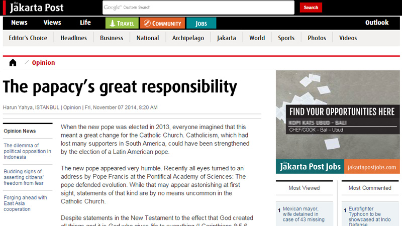 La grande responsabilité de la papauté || The Jakarta Post