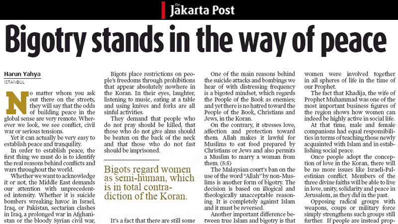 Barışın önündeki engel: Bağnazlık || The Jakarta Post