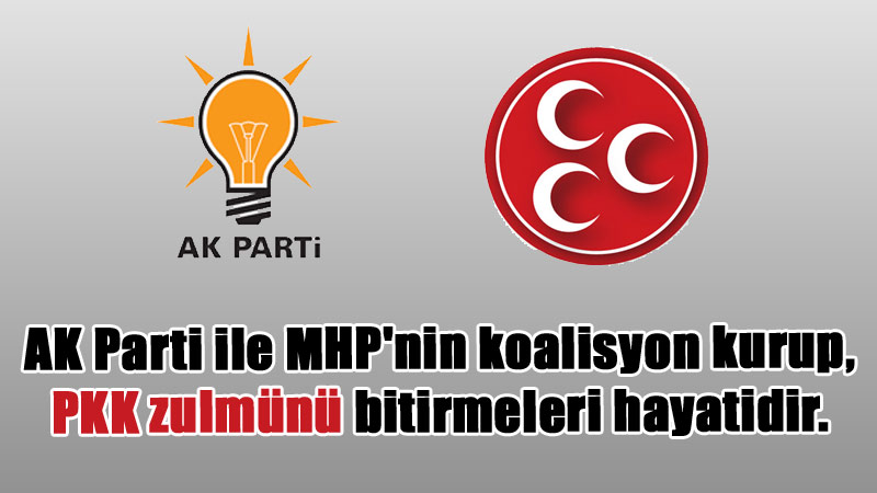 AK Parti ile MHP'nin koalisyon kurup, PKK zulmünü bitirmeleri hayatidir.