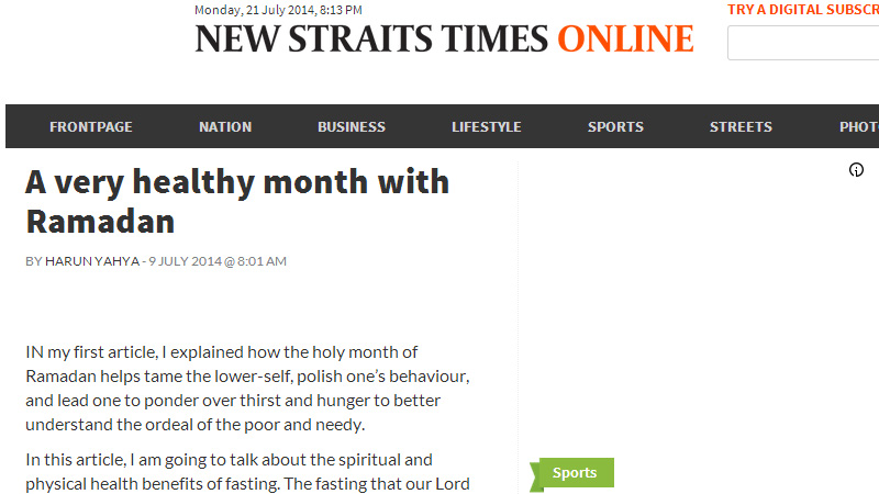 Ramazan ile sağlık dolu bir ay || New Straits Times