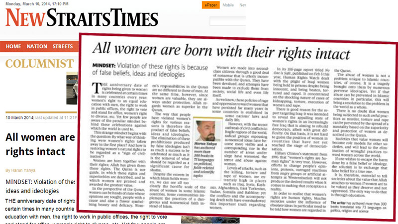 Kadın, haklarıyla birlikte doğar || New Straits Times