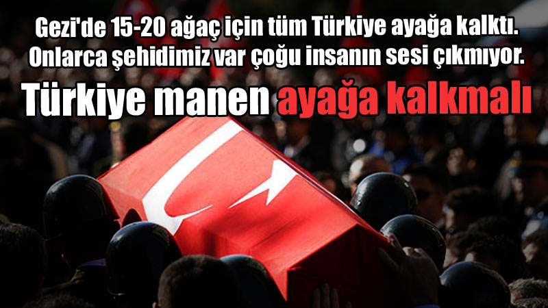 Gezi'de 15-20 ağaç için tüm Türkiye ayağa kalktı. Onlarca şehidimiz var çoğu insanın sesi çıkmıyor. Türkiye manen ayağa kalkmalı