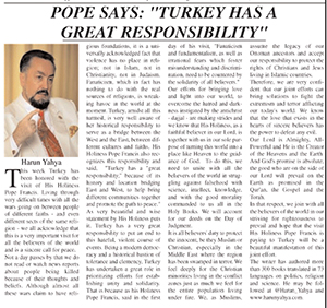 A call for peace and solidarity:  Papal Visit to Turkey