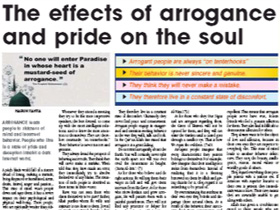 The effects of arrogance and pride on the soul
