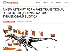 A new attempt for a fake transitional form by the Journal Nature: Tyrannosaur Euotica 