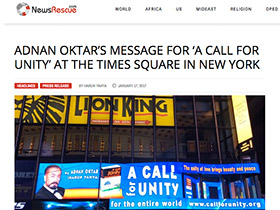 Sayın Adnan Oktar’ın New York’ta Times Meydanı’nda 1 haftadır sergilenen “GELİN BİRLİK OLALIM” kitabının ilanı