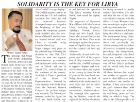 Solidarity is the key for Libya