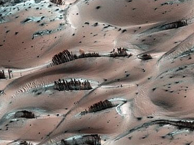 Sand dunes and the planet mars