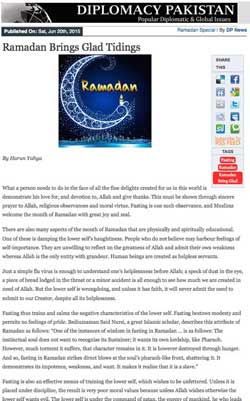 Ramadan brings glad tidings