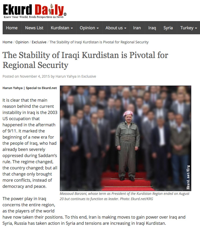 Bölgenin güvenliğinin temel unsurlarından biri Irak Kürdistan Bölgesinin istikrarı