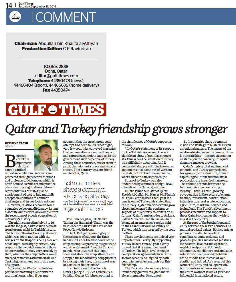 15 Temmuz Darbe Girişimi Sonrası Türkiye-Katar Dostluğu Daha da Güçleniyor