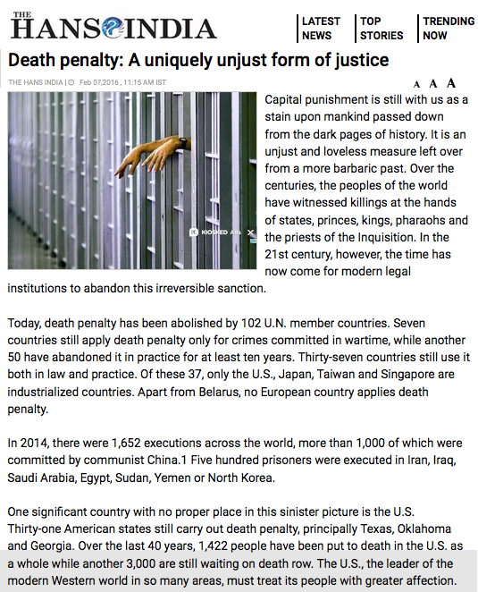 Death Penalty: A Uniquely Unjust Form Of Justice