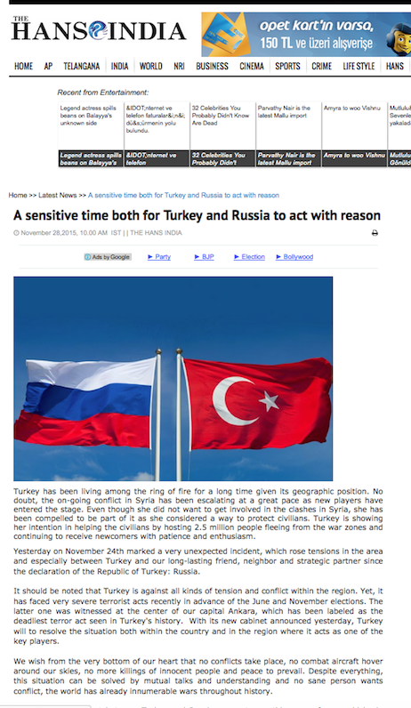 A Sensitive Time Both Turkey And Russia To Act With Reason