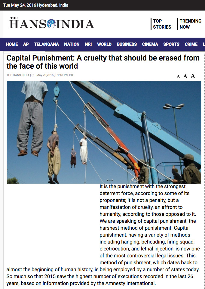 Capital Punishment: A cruelty that should be erased from the face of this world