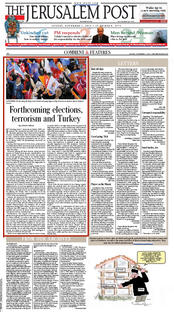 Forthcoming Elections, Terrorism and Turkey