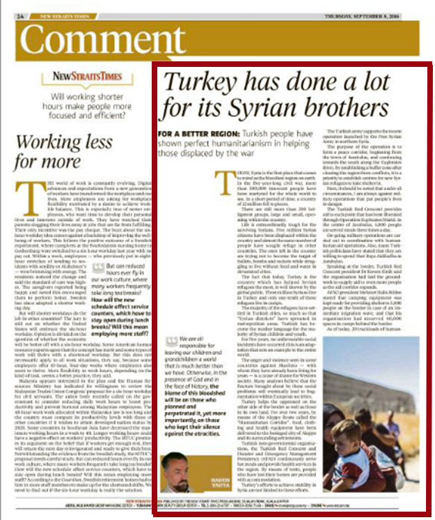 Turkey has done a lot for its Syrian brothers 